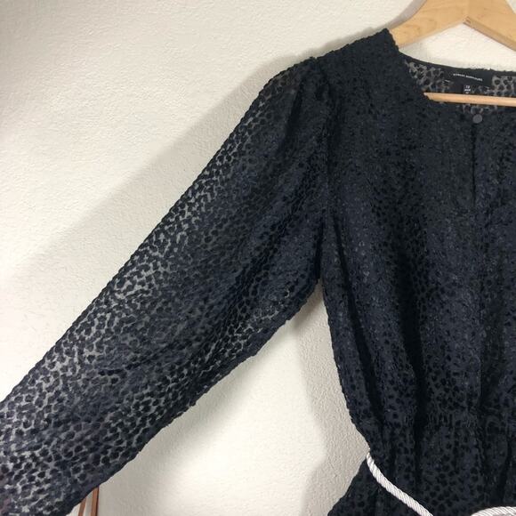 Robert Rodriguez Pauline black textured sheer mini dress rope waist sash NEW 12 - Picture 5 of 10